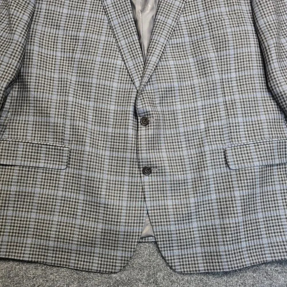 Ralph Ralph Lauren Blue Gray Check Tweed Blazer Men's 54R Regular Fit Two-Button